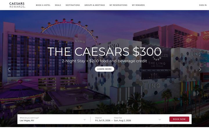 Skärmbild av caesars.com