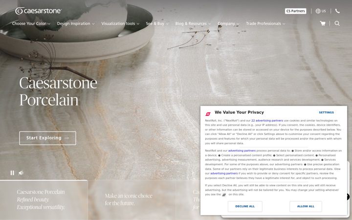 Screenshot of caesarstoneus.com