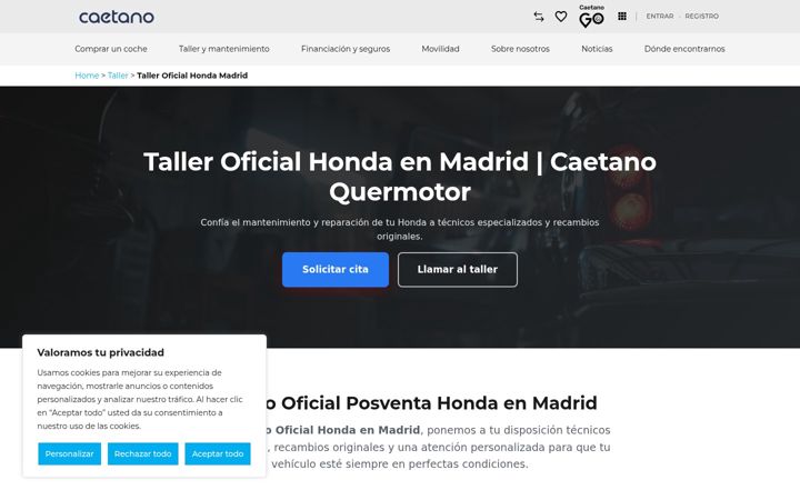 Screenshot του caetanoquermotor.es