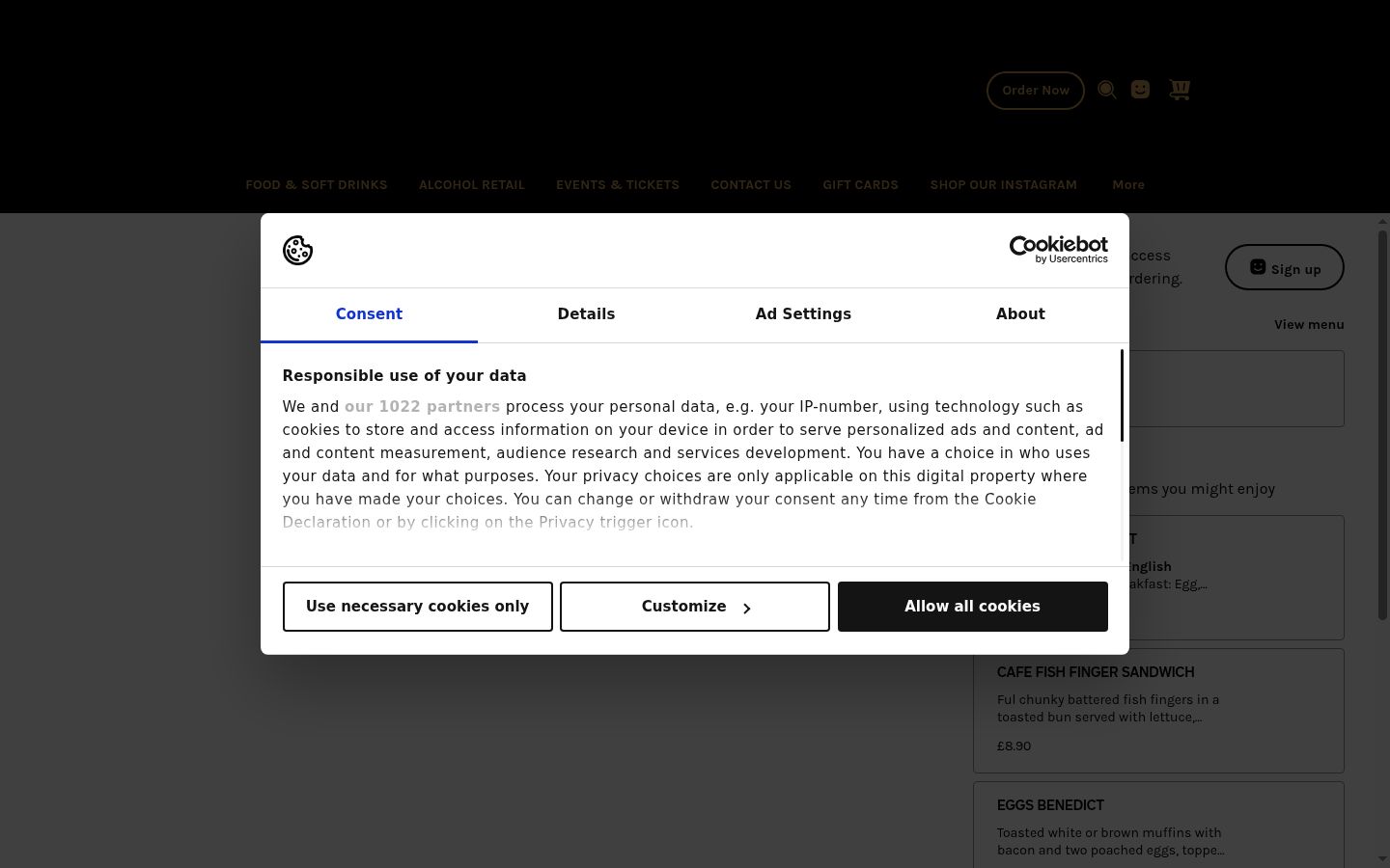 Capture d'écran de la bannière de consentement affichée avant toute interaction