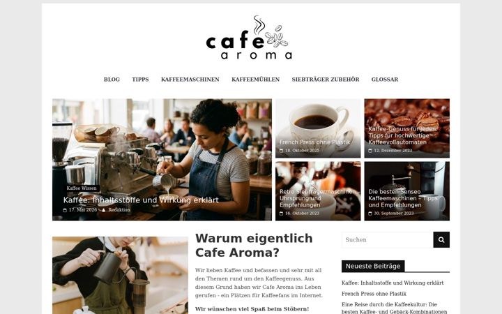 Snímek obrazovky cafe-aroma.de