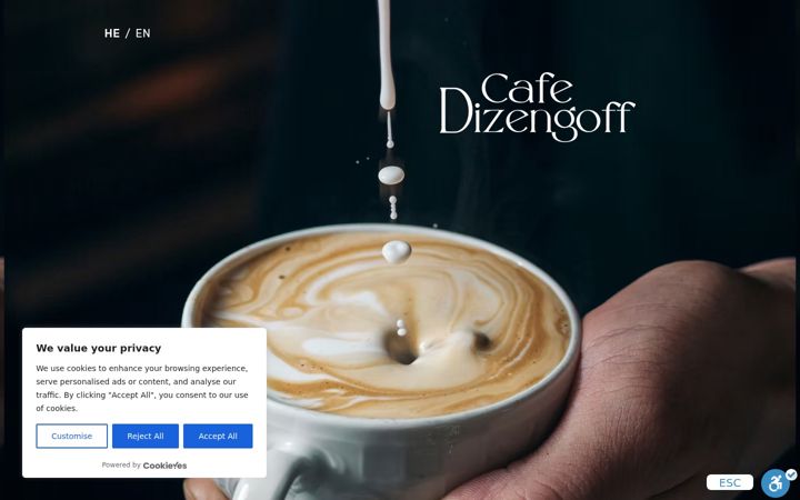Screenshot of cafe-dizengoff.com