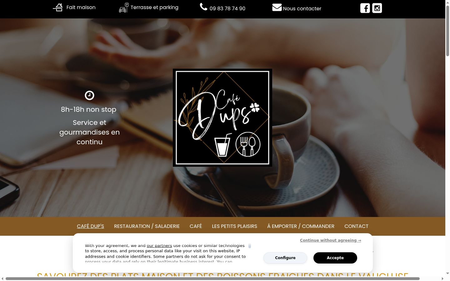 Captura de ecrã do banner de consentimento apresentado antes de qualquer interação