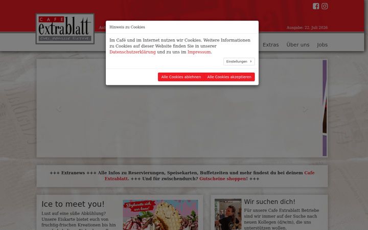 Screenshot of cafe-extrablatt.de