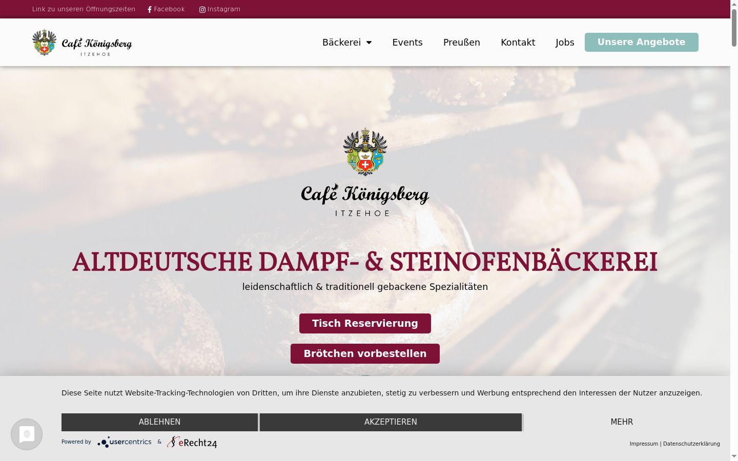 Screenshot del banner di consenso mostrato prima di qualsiasi interazione