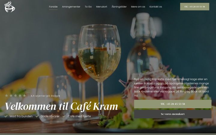 Екранна снимка на cafe-kram.dk