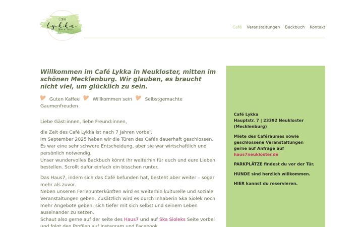 Screenshot di cafe-lykka-neukloster.de