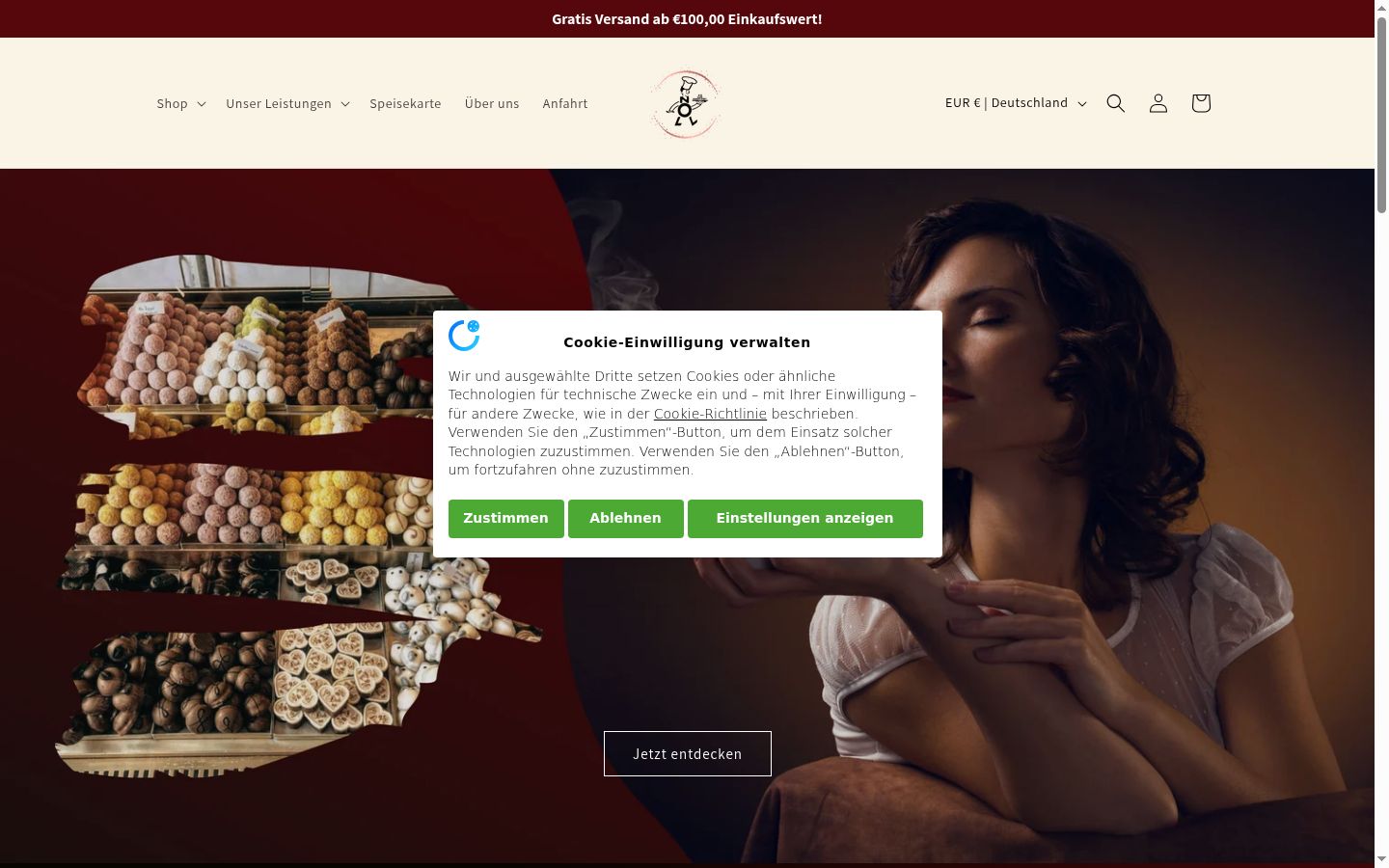 Capture d'écran de la bannière de consentement affichée avant toute interaction