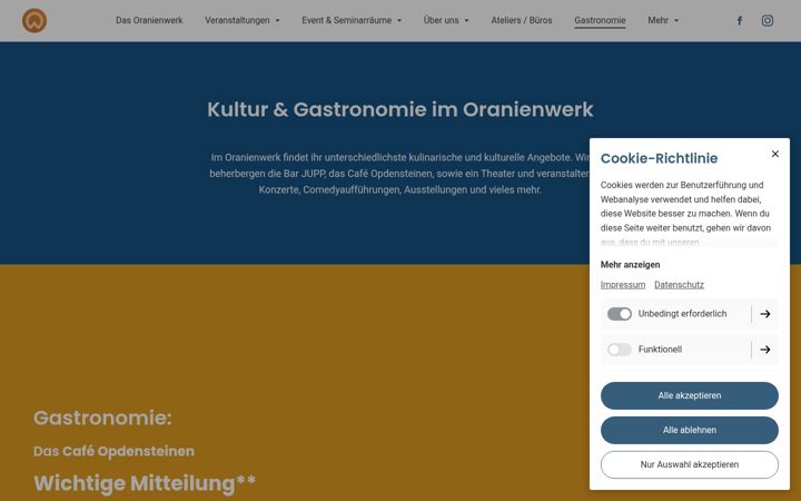 Kuvakaappaus sivustosta cafe-opdensteinen.de
