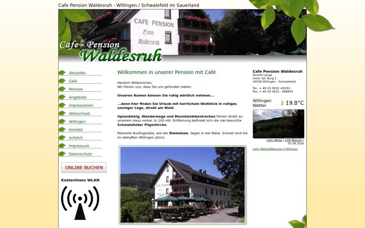 Екранна снимка на cafe-pension-waldesruh.de
