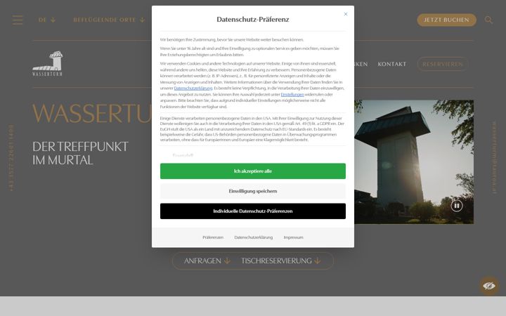 Screenshot of cafe-wasserturm.at