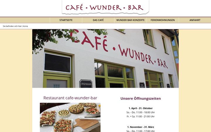 Ekraanipilt saidist cafe-wunder-bar.de