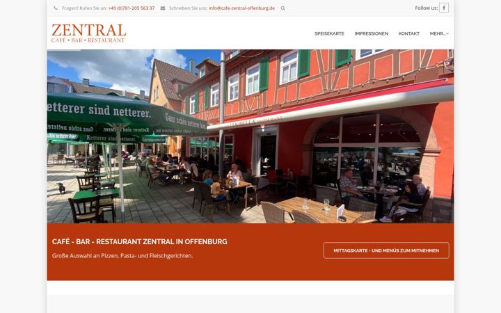 Ekraanipilt saidist cafe-zentral-offenburg.de