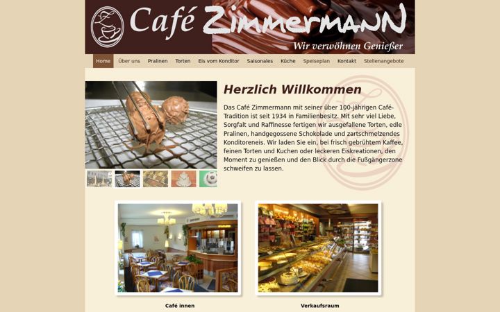 Ekraanipilt saidist cafe-zimmermann.de