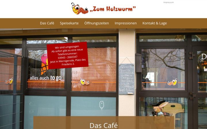 Ekraanipilt saidist cafe-zum-holzwurm.de