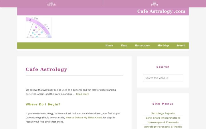 Snimka zaslona za cafeastrology.com