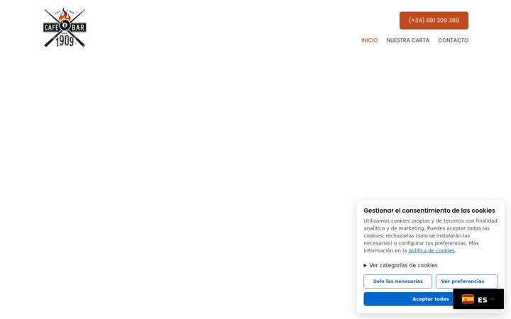 Screenshot of cafebar1909.com