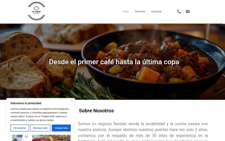Screenshot of cafebarelpiris.com