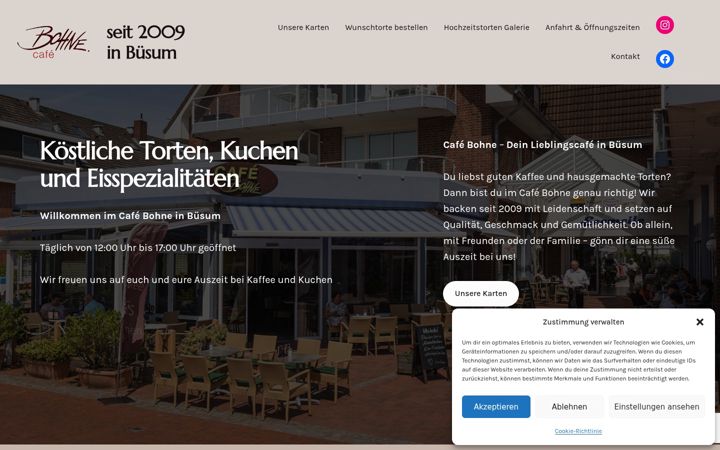 Екранна снимка на cafebohne-buesum.de