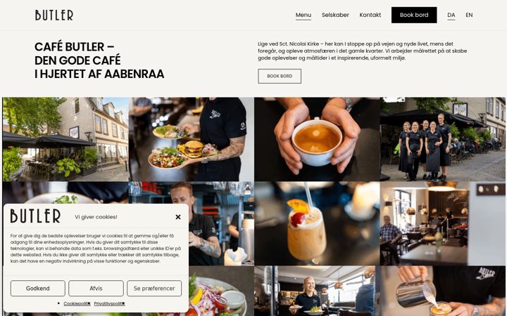 Екранна снимка на cafebutler.dk