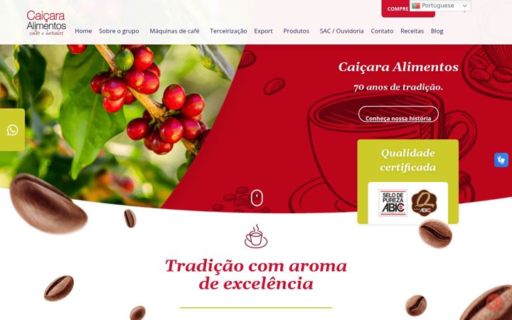 Snimka zaslona za cafecaicara.com.br