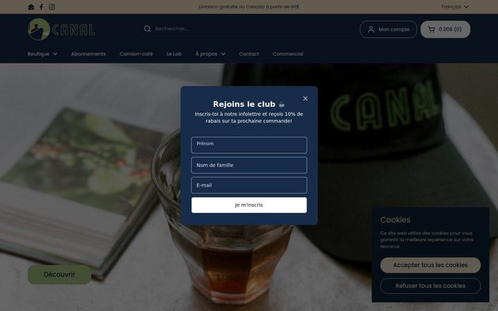 Zrzut ekranu cafecanal.ca
