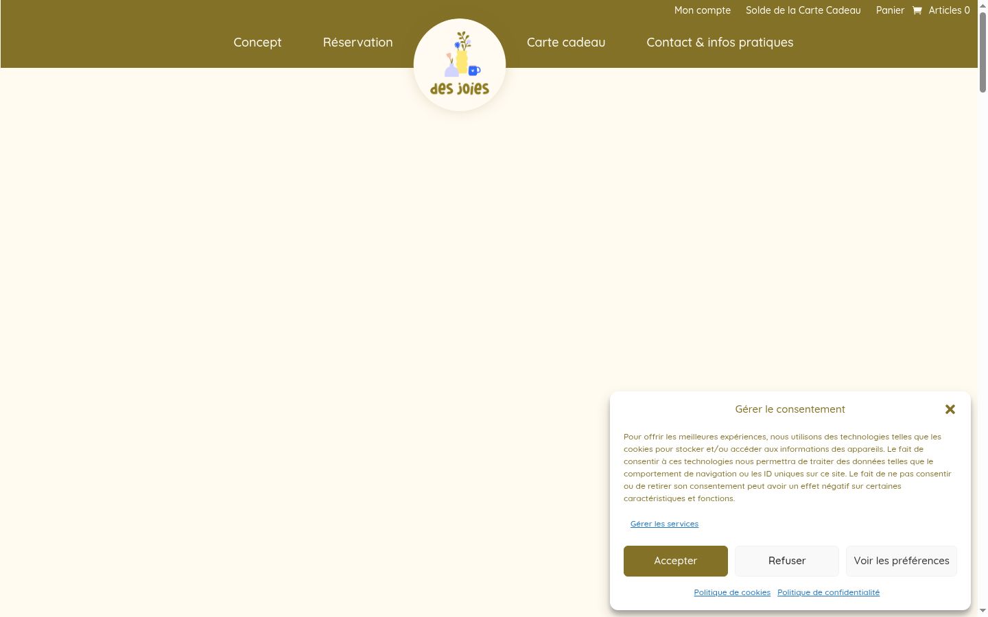 Screenshot of the consent banner shown before any interaction