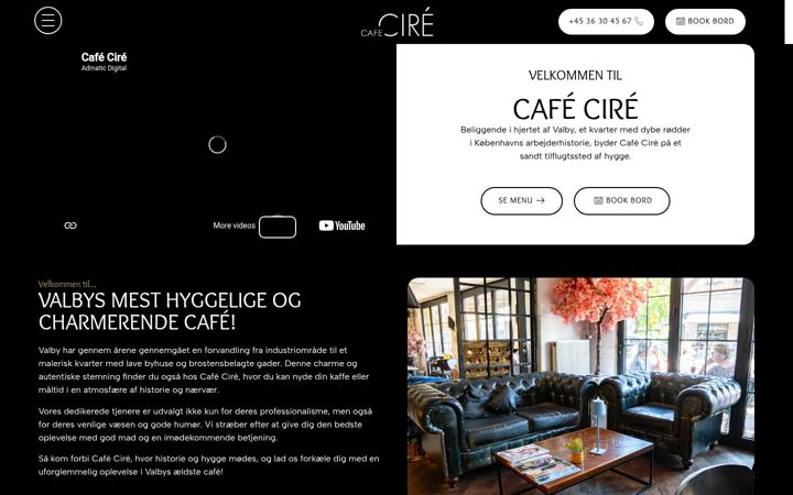 Skärmbild av cafecire.dk