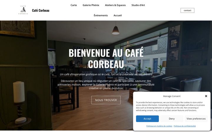 Ekraanipilt saidist cafecorbeau.fr