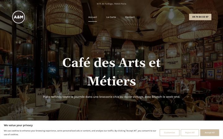 Screenshot of cafedesartsetmetiers.com