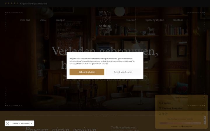 Captură de ecran a cafedesleutel.nl