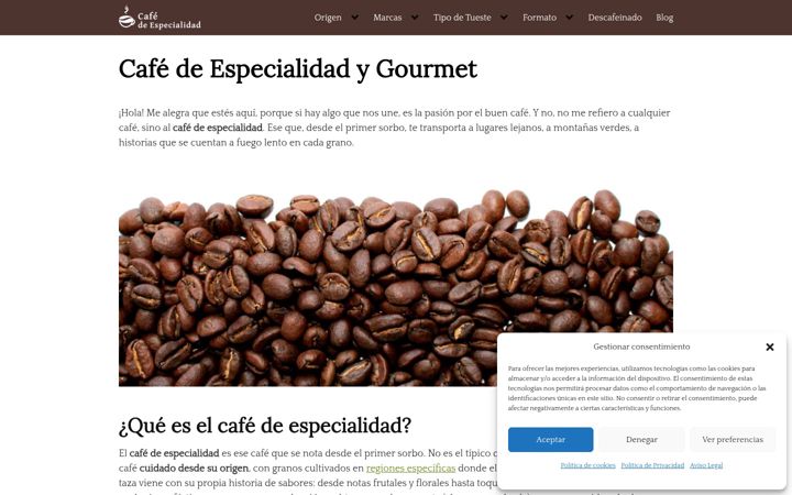 Screenshot of cafeespecialidad.org