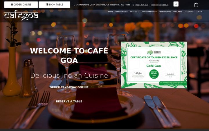 Screenshot of cafegoa.ie