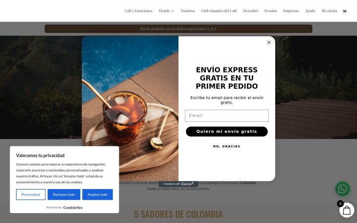 Captură de ecran a cafelindo.es