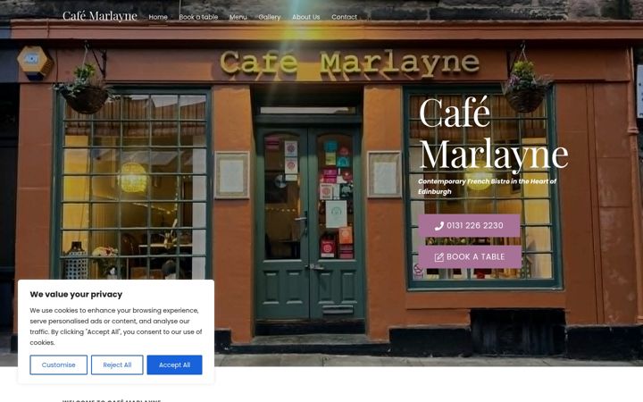 Screenshot of cafemarlayne.com