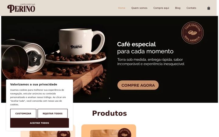 Ekrano kopija cafeperino.com.br