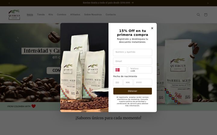 Screenshot of cafequercus.com