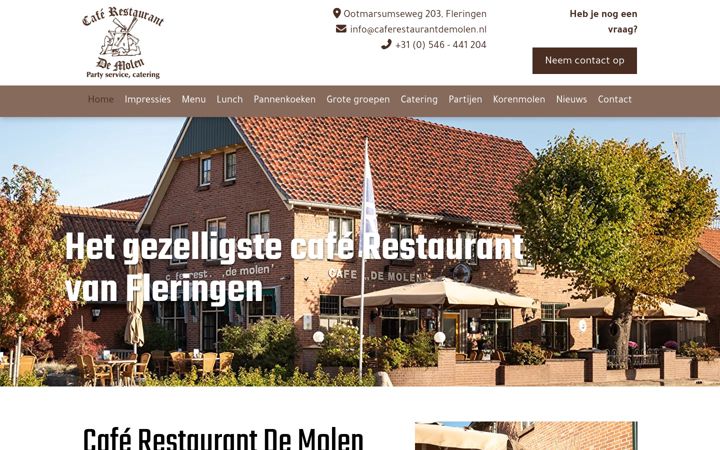Captura de pantalla de caferestaurantdemolen.nl