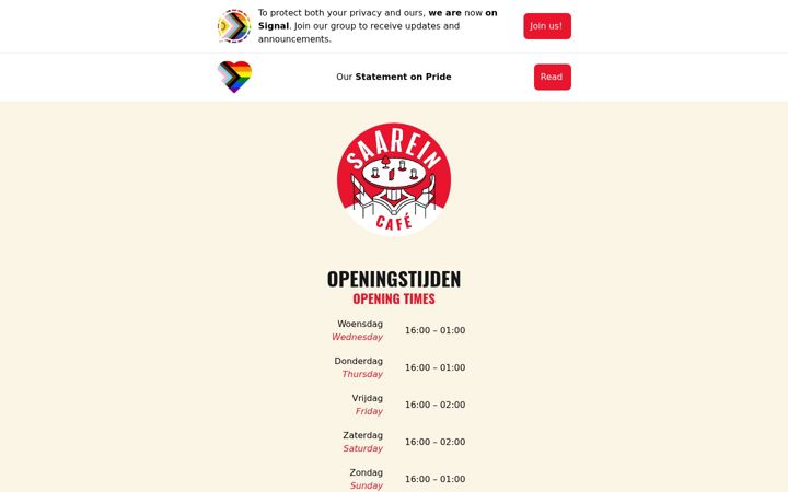 Ekrano kopija cafesaarein.nl