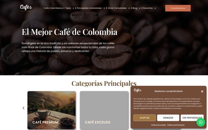 Capture d'écran de cafesdecolombia.co
