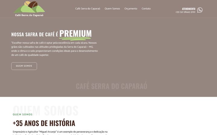 Screenshot of cafeserradocaparao.com.br