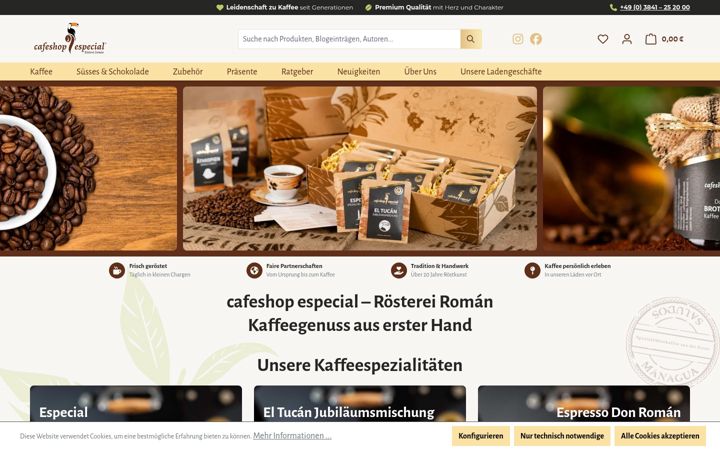 Screenshot of cafeshop-especial.de
