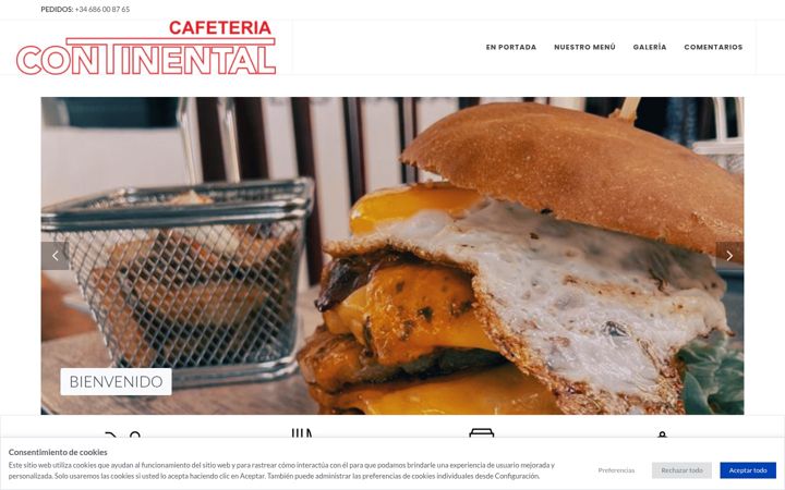 Snimka zaslona za cafeteriacontinental.es