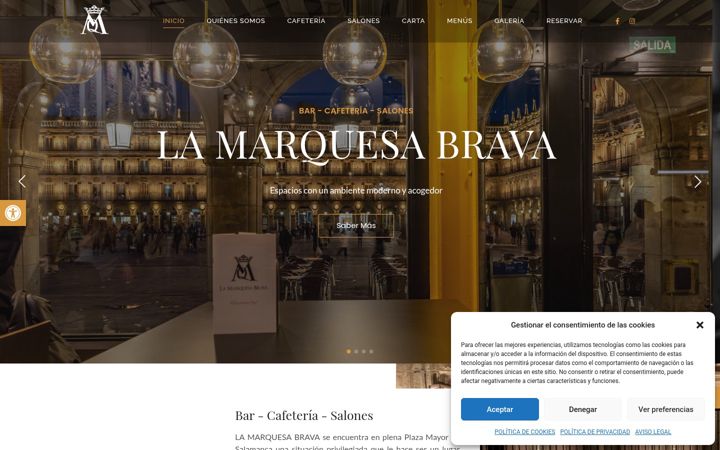 Captura de ecrã de cafeterialamarquesabrava.es