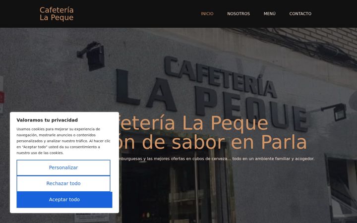 Captura de ecrã de cafeterialapeque.es