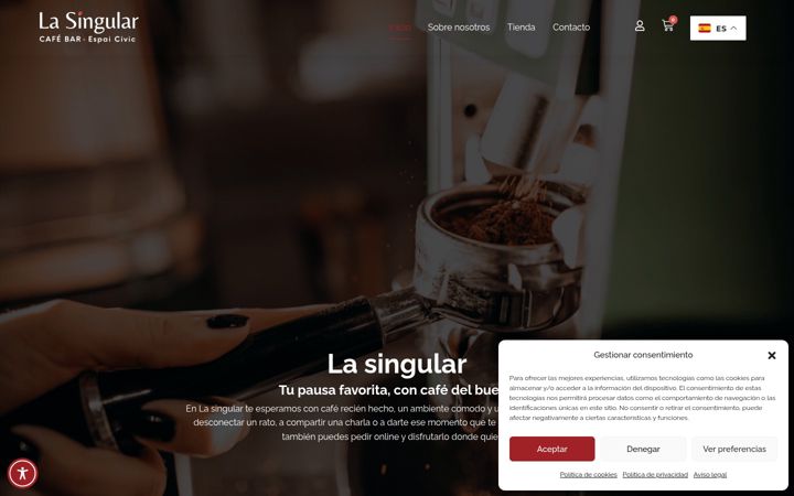 Screenshot of cafeterialasingular.com