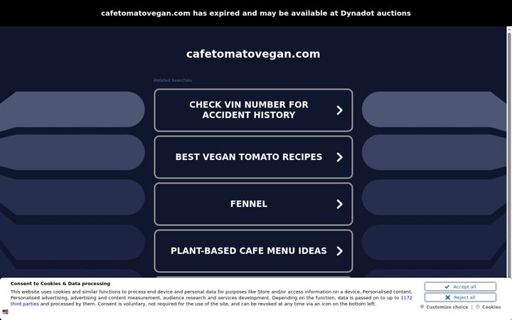 Screenshot of cafetomatovegan.com
