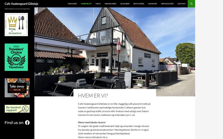 Screenshot of cafevaabengaard.dk