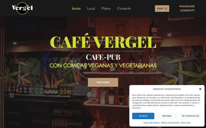 Captura de ecrã de cafevergel.es