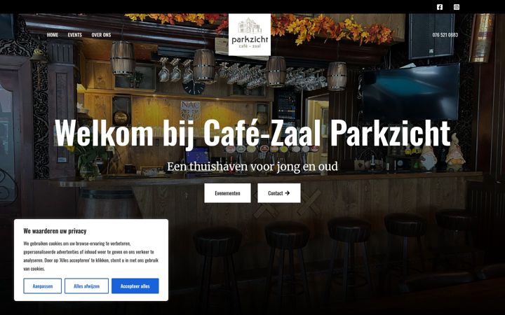 Screenshot di cafezaalparkzicht.nl